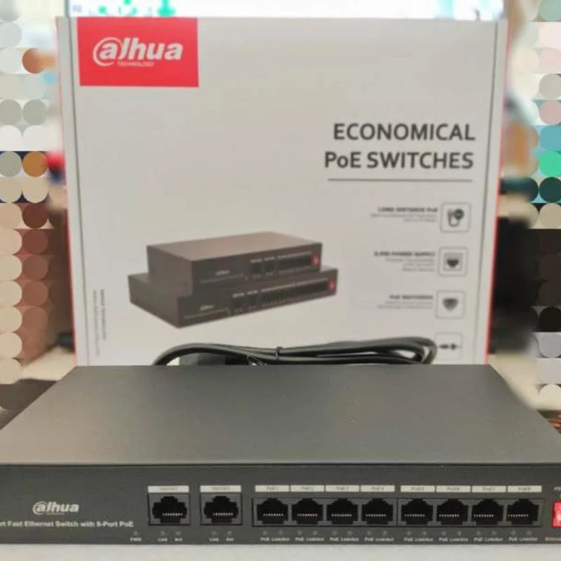 Pfs3010-8et-65 10 Puerto Fast Ethernet Switch 8 Puerto Poe Dahua PoE Watchdog con transmisión de poe de larga distancia de 250 m.