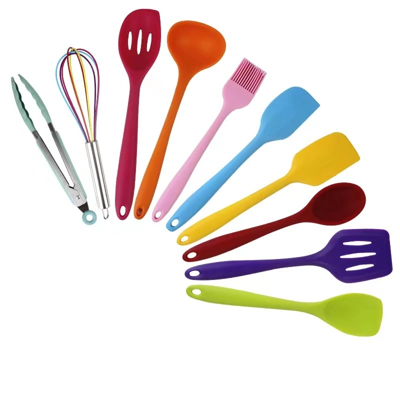 Les gadgets de cuisine 10 PCS Outil de cuisson Silicone ustensile de cuisine Jeux d'outils d'accessoires avec poignée souple