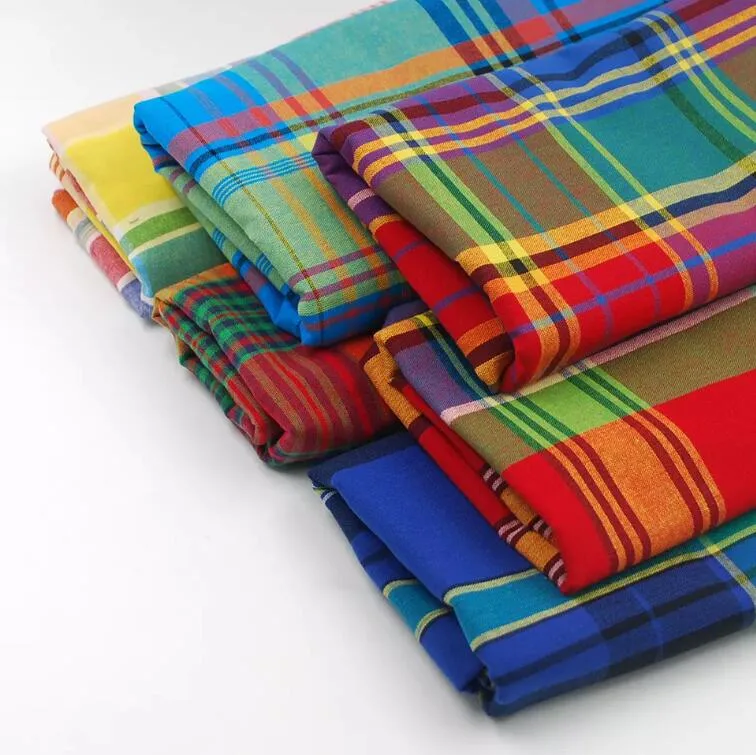 Custom Fabric Woven Checks Plaid 21s 100% Cotton Fabric for Shirt Dress