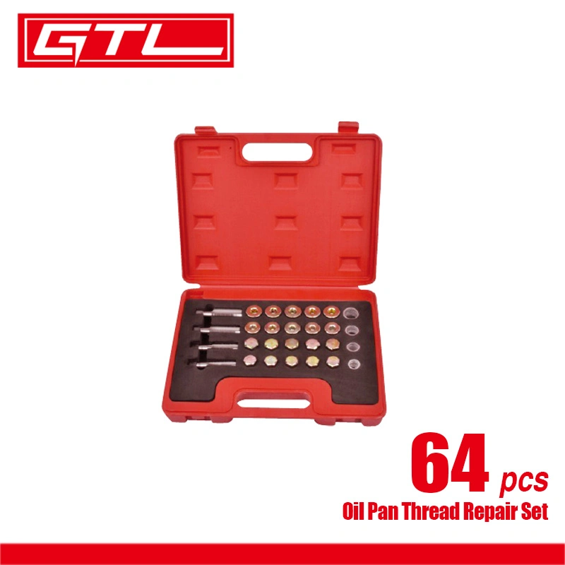 64PCS Oil Pan Thread Repair Set, Thread Repair Kit, Oil Pan Thread Repair Kit Sump Gearbox Drain Plug Tool Set, Oil Pan Drain Plug Thread Repair Tool Kit