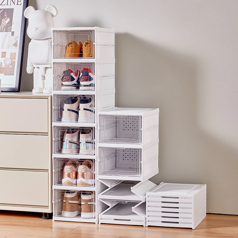 Installation Free Folding Cabinet Shoe Storage Box with Clear Door