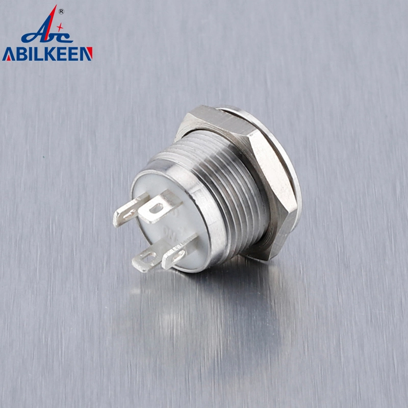 Cuerpo corto Interruptor Pulsador eléctrico de 12mm resistente al agua IP65 de acero inoxidable momentánea Anillo de luz con LED.