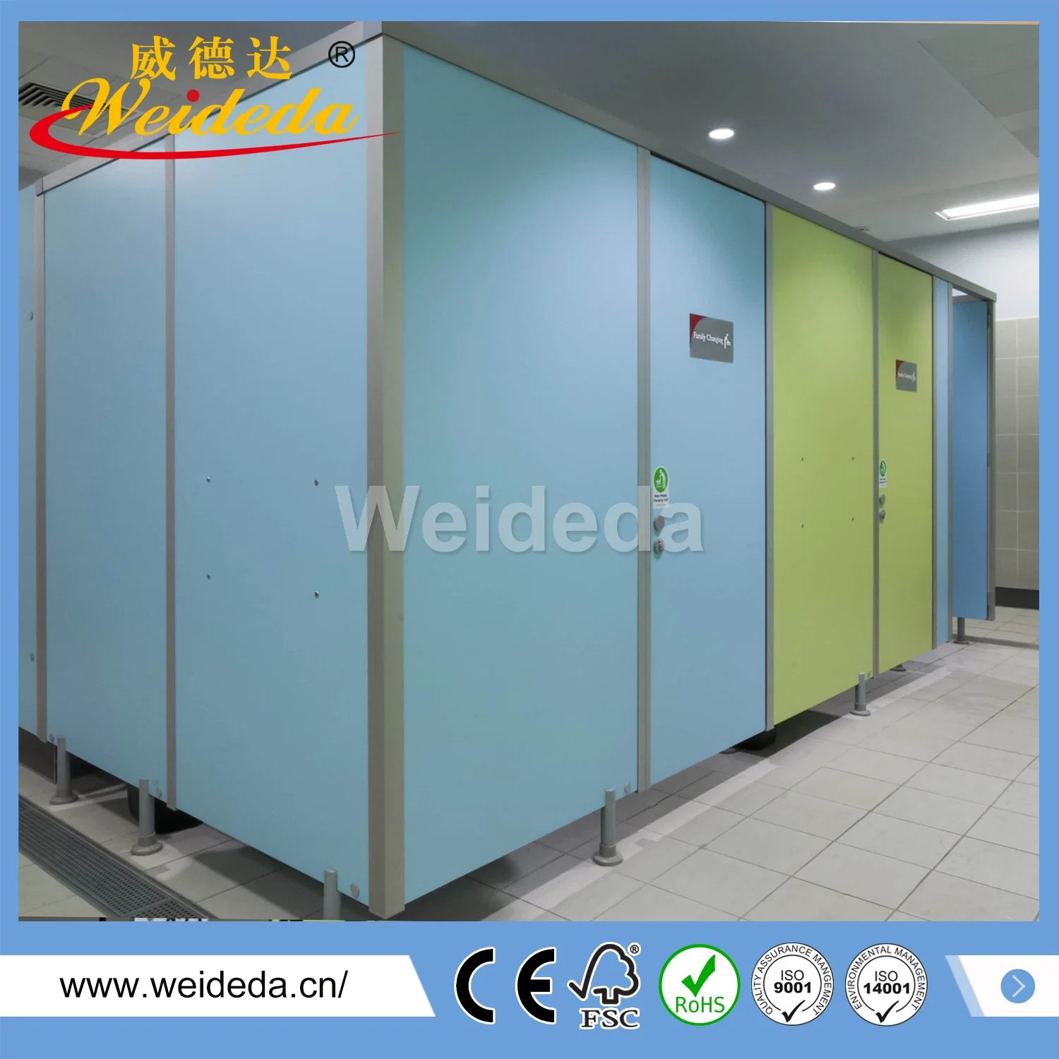 Impresión digital de arte profesional wc Cubcle decorativos en China / Junta de HPL