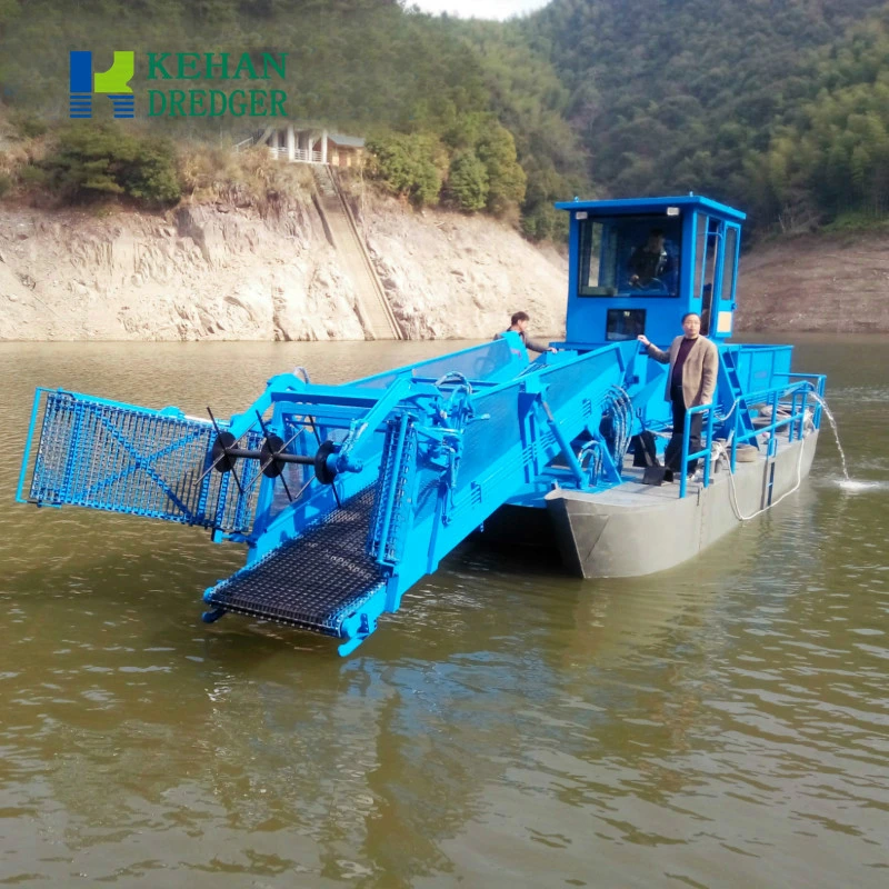 Self Propelled Aquatic Weeding Boats Water Hyacinth Harvester Machine