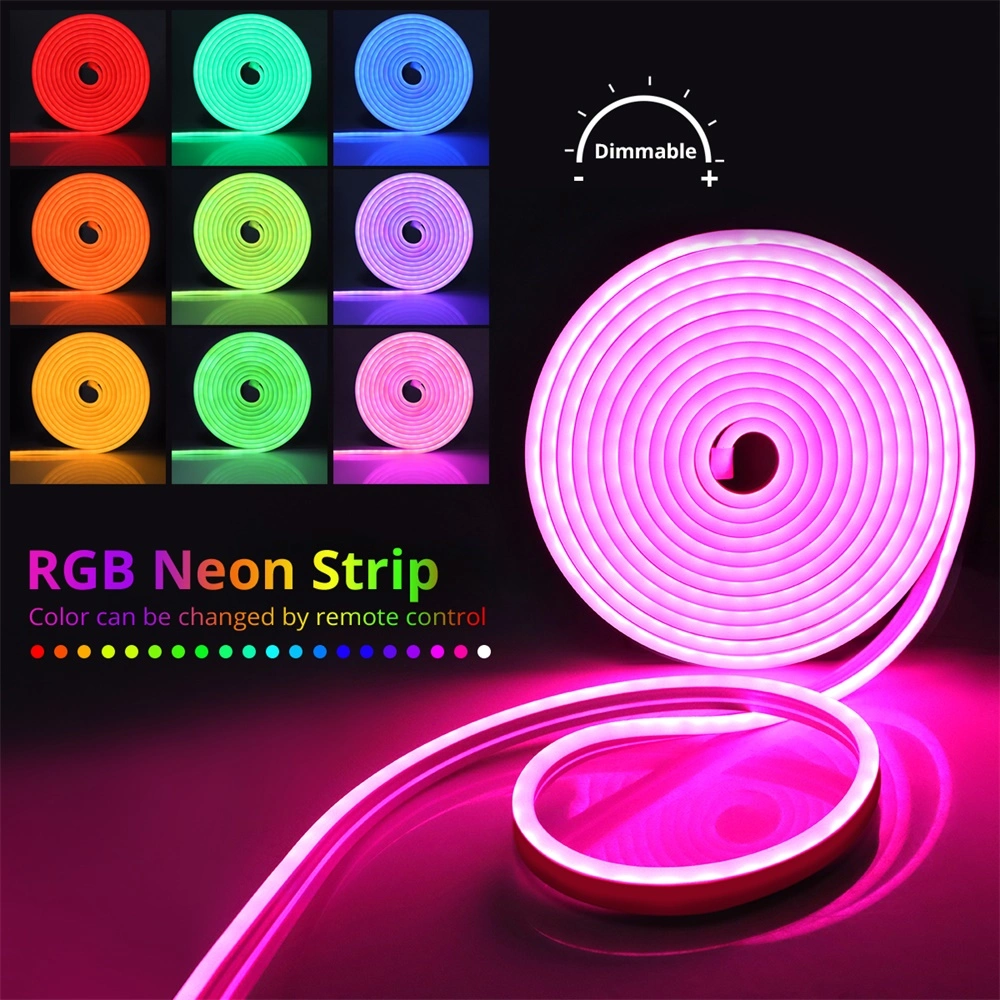 Luz de neón LED RGB 12V 24V DMX Flex Rope SMD2835 Luz de tira de luz de neón LED impermeable para exteriores