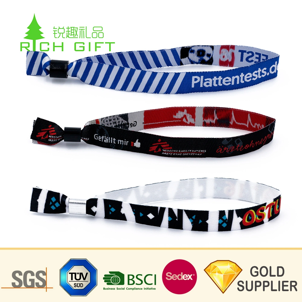 Made in China Custom Personalized Fabric Silk Screen Printing Plastic Lock Wristband for Festival