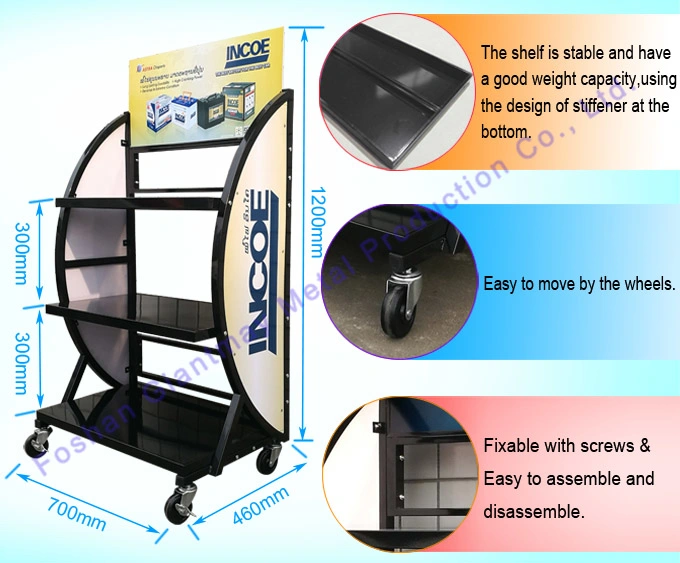 Soporte para pantalla de almacenamiento de batería de coche de suelo de metal de servicio pesado