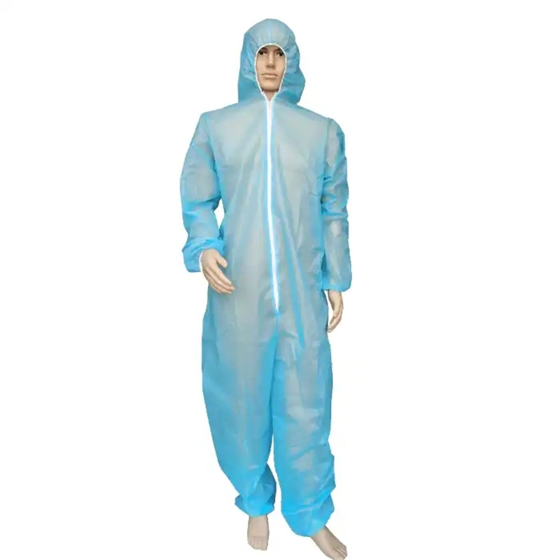 Blue Color Disposable SMS Coverall Protective Garment for Chemical Industry