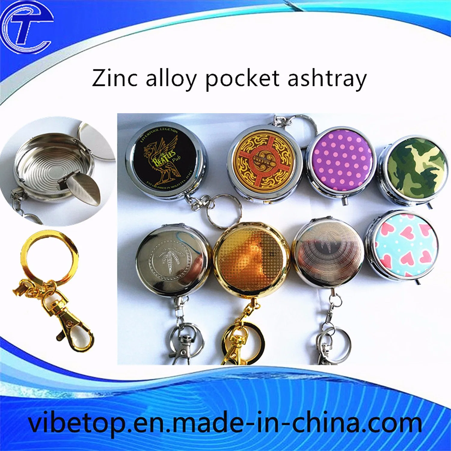 Hot Sale Mini Round Metal Ashtray with a Key Chain (Vma-002)