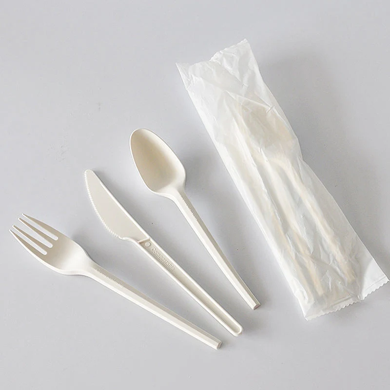 Eco-Friendly Disposable Compostable PLA Corn Starch Restaurant Spoon Knife Fork Cutlery Set