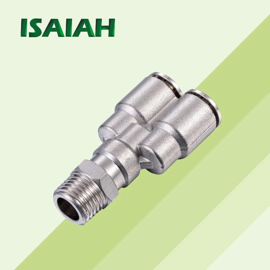 الجملة Camozzi النوع النيكل Plated Brass Material Tube Connector PV الضغط الهوائي في التركيبات النحاسية