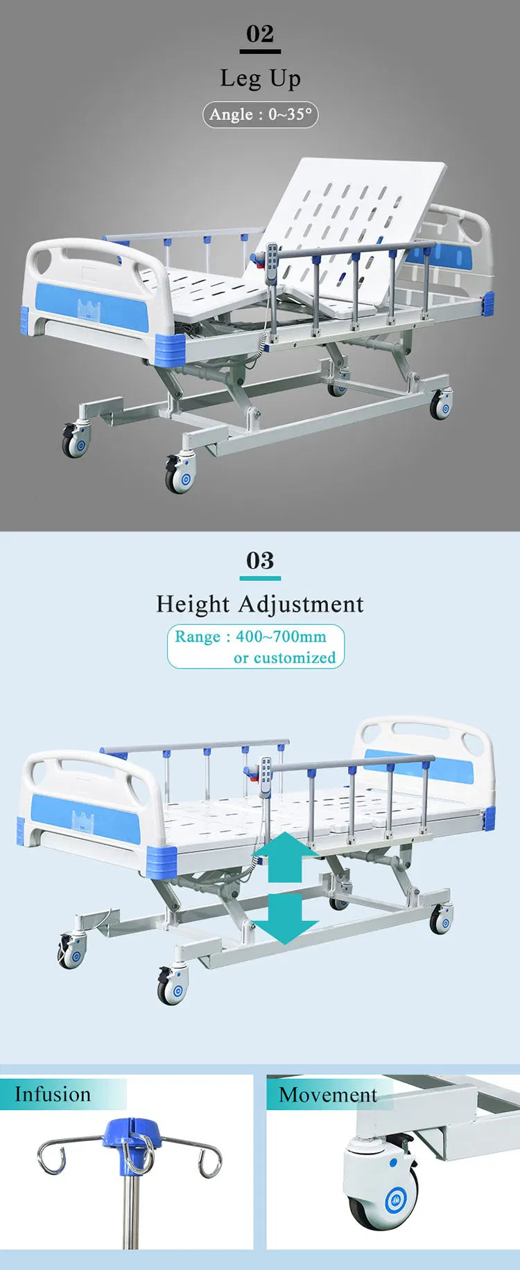 Nuevo diseño y buen precio 3 Funciones Electric cama de hospital