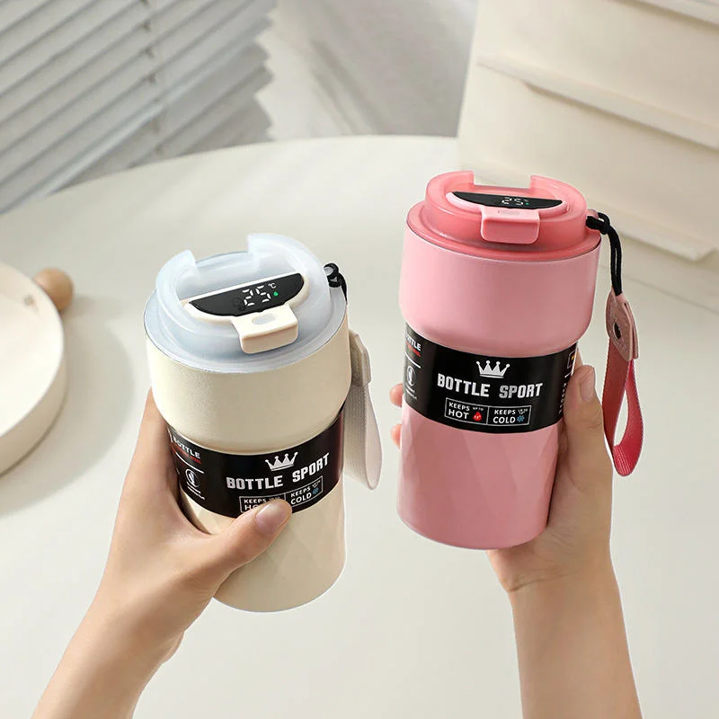 New Custom 510ml Double Wall Vacuum Stainless Steel Drinkware LED Smart Temperature Display Tumbler Coffee Mug