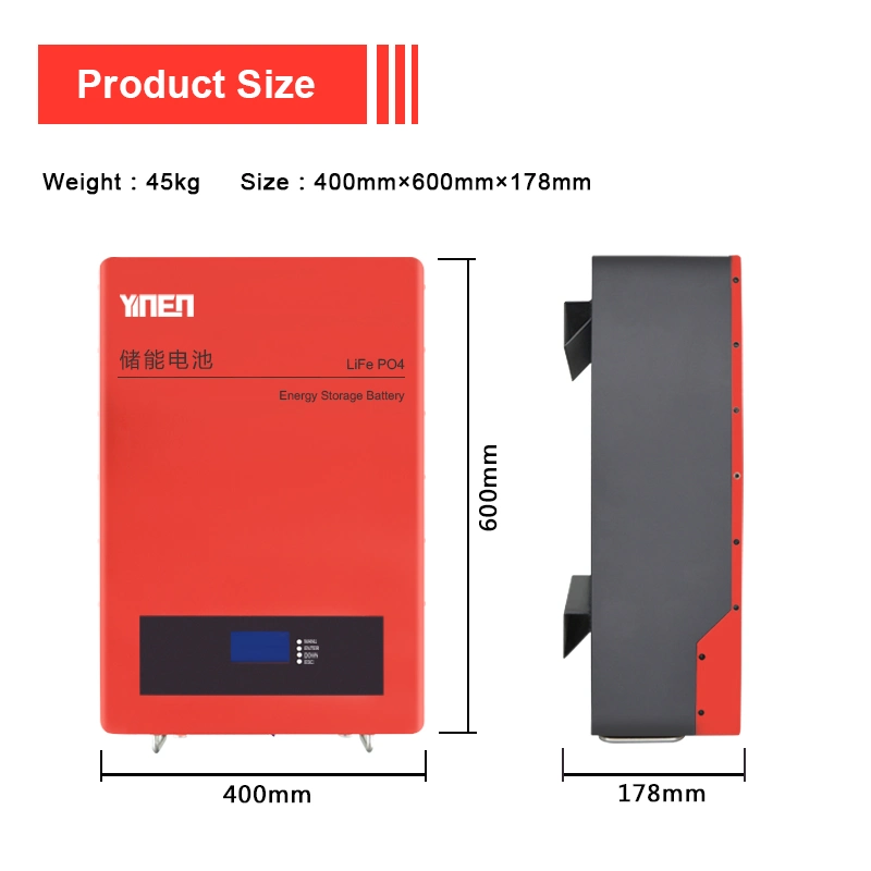Tipo de montaje en pared JNGE Lifepo4 de alta capacidad de 48V Batería de 51,2V 100Ah 200Ah