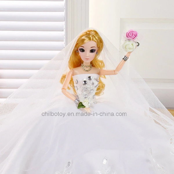 Wedding Dress Girl Plastic Bridal Doll as Gift