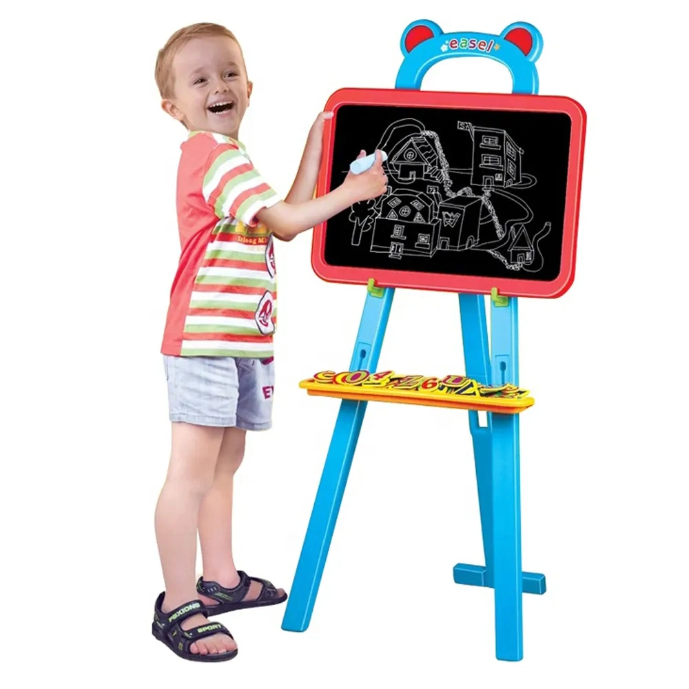 Educational Toys Magnetic Double-Sided Triangle Learning Easel Blackboard Whiteboard Drawing Board