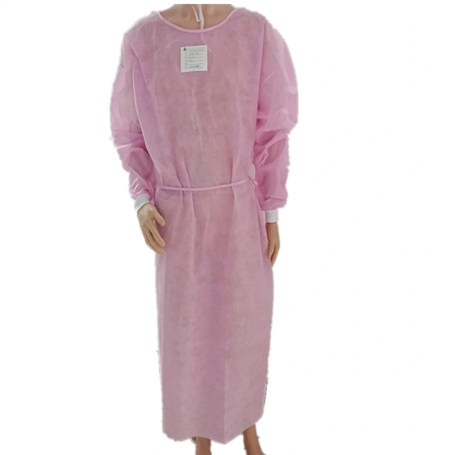 Pink Surgical PP Non Woven Disposable Isolation Gown