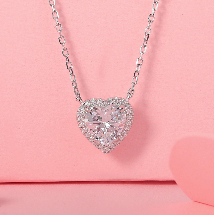 Wedding Jewelry Set Earrings and Necklace CZ Zircon Heart Necklace Earrings