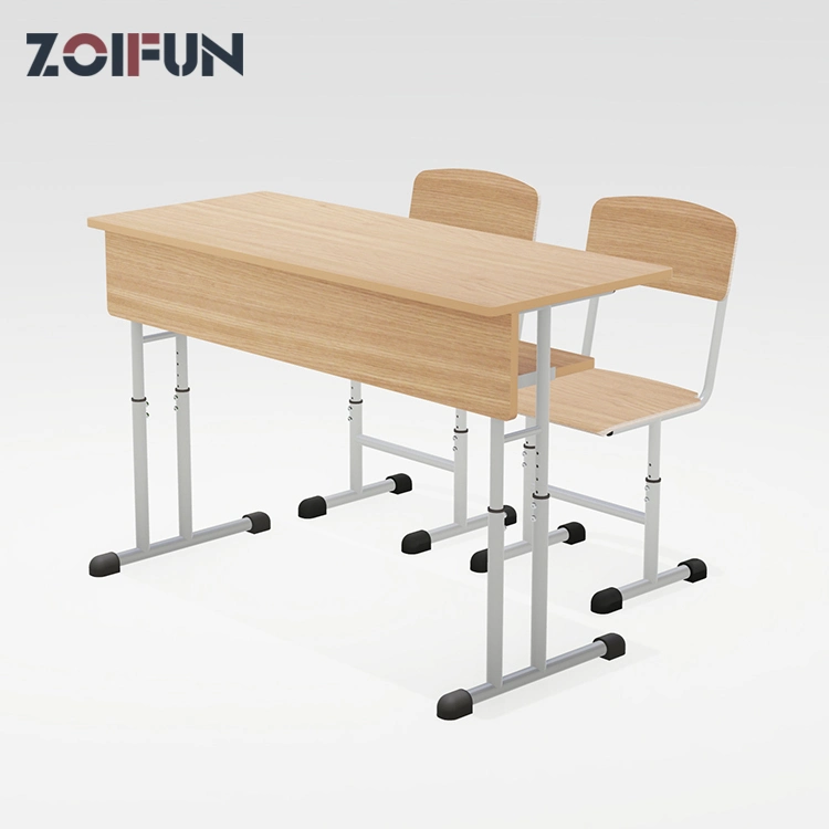 2 Seats Double Person Useful Height Adjustable Table MDF School Study Student Wooden Set