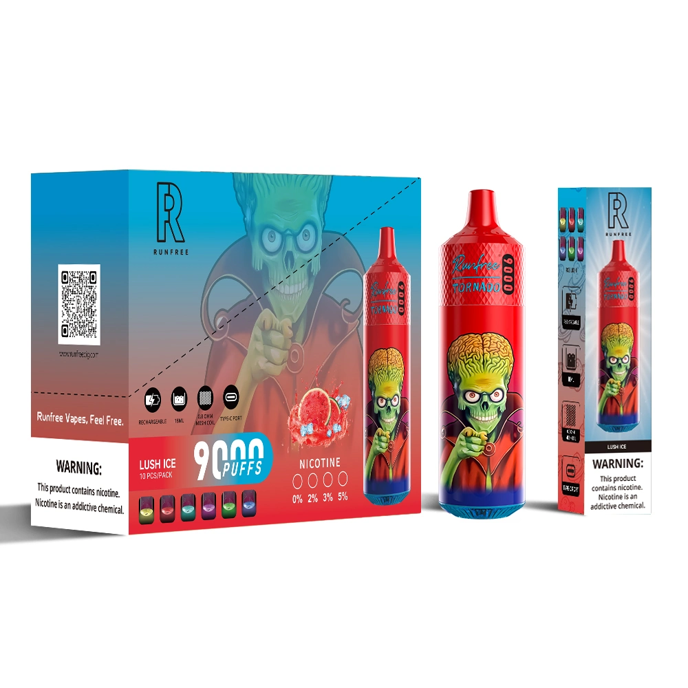 China Wholesale/Supplier Cheap Vape Juice Runfree Tornado 9000 Big Puff Cloud 0% 2% 5% Brands Wape Fruit Flavor E Cigarette Rechargeable Vaper Mini Disposable/Chargeable Vape