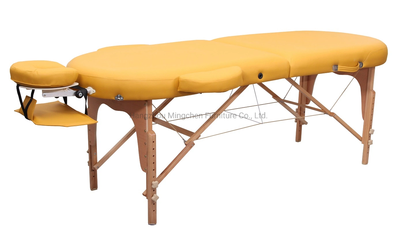 Deux sections de bois ovale Lit de massage de pliage