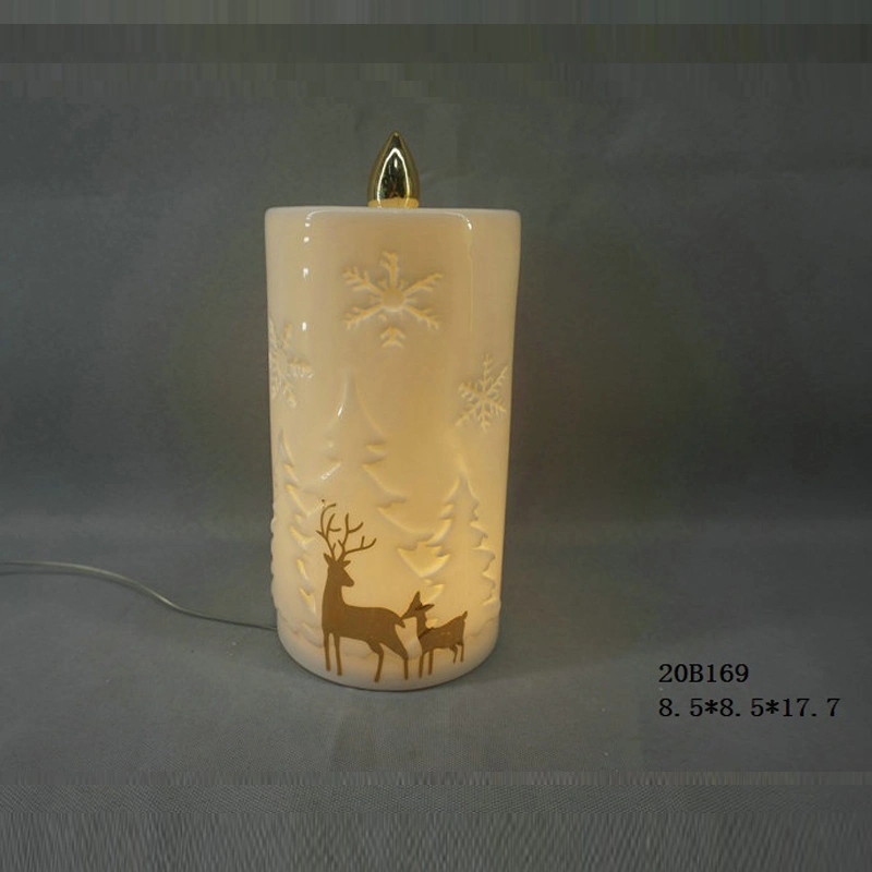 Porcelain White Color Candle, Ceramic Candle Holder for Christmas Decoration