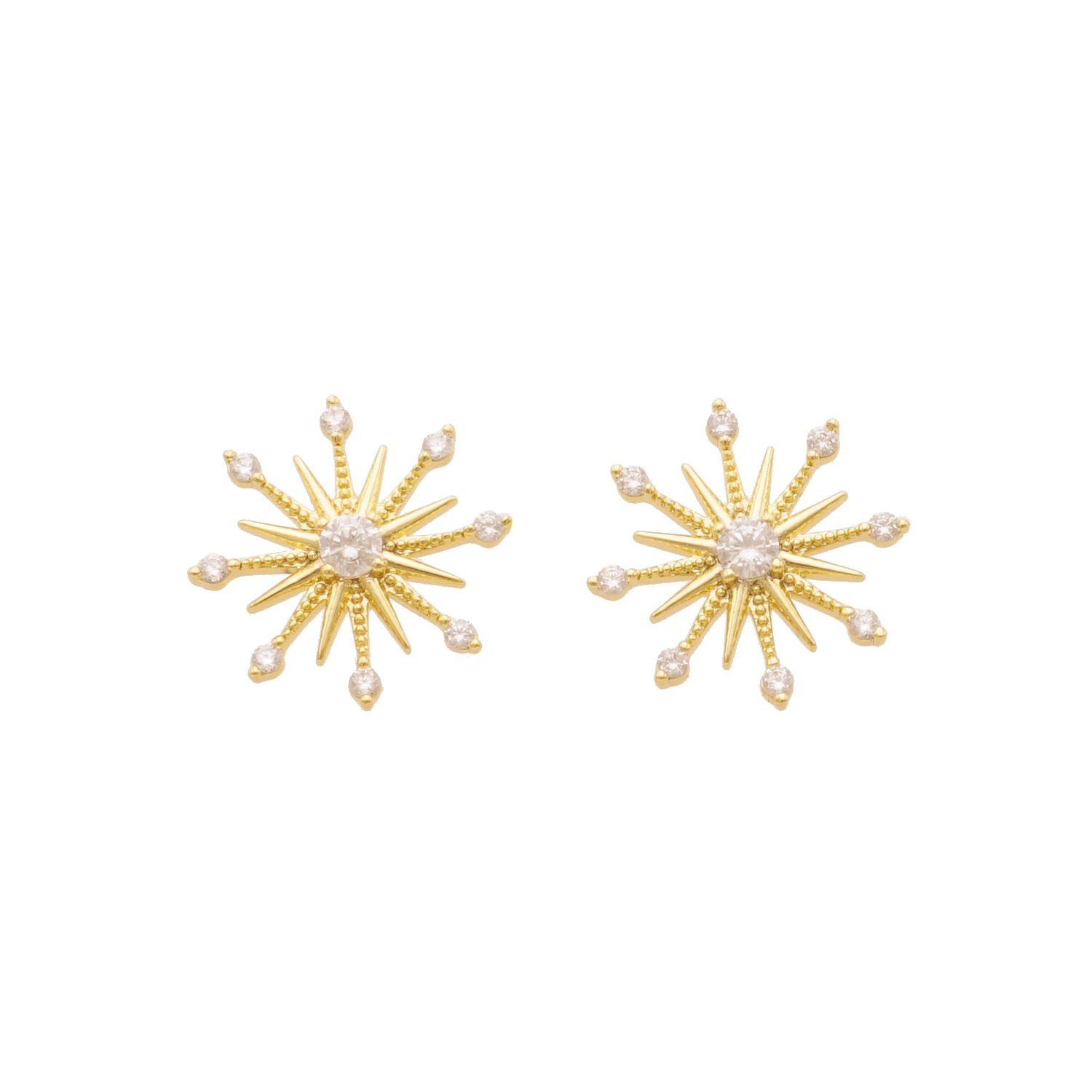 OEM Design Simple Fashion 18K Gold Sterling Silver Sunflower Stud Earring Jewellery