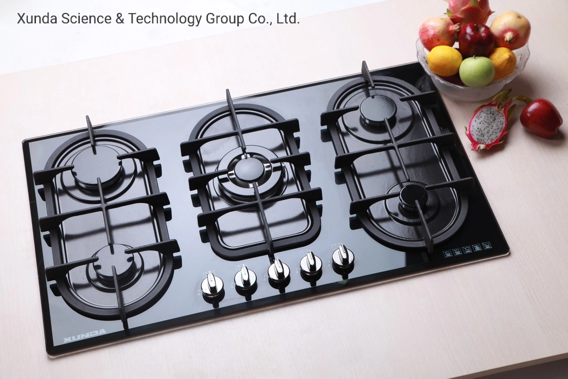 Xunda 5 Burner 90cm Tempered Glass Top Built in Gas Stove with Eauropean Burner