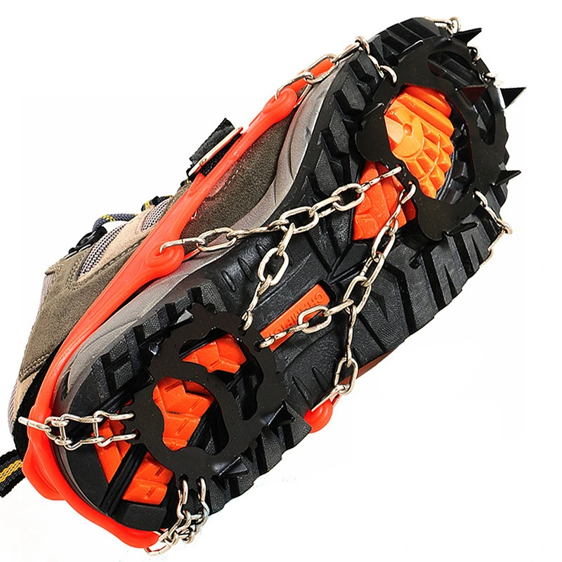 Crampones nieve Hielo Grips Grips zapatos de tacos de tracción antideslizante con 12 dientes zapatos puntas de acero inoxidable protección segura