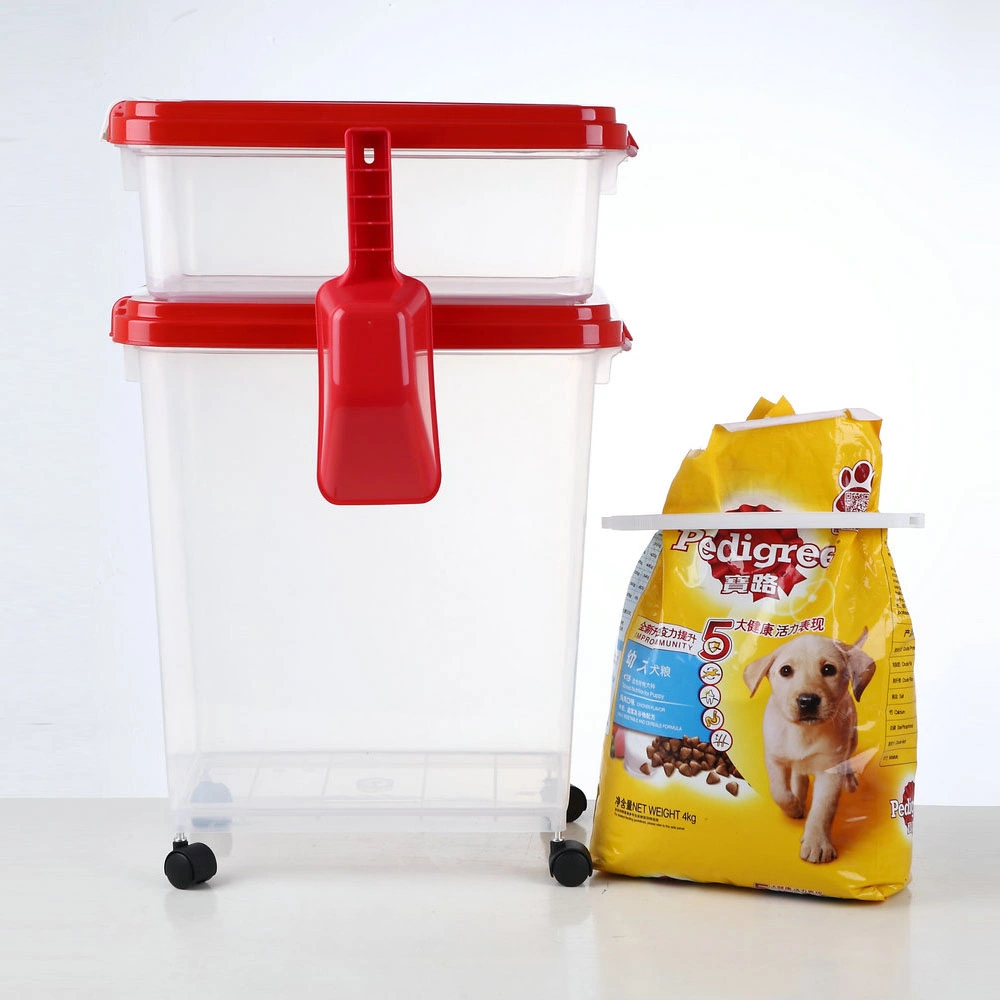 Rote Farbe Easy Move Luftdicht Katze Hund Haustier Puppy Food Aufbewahrungsfach