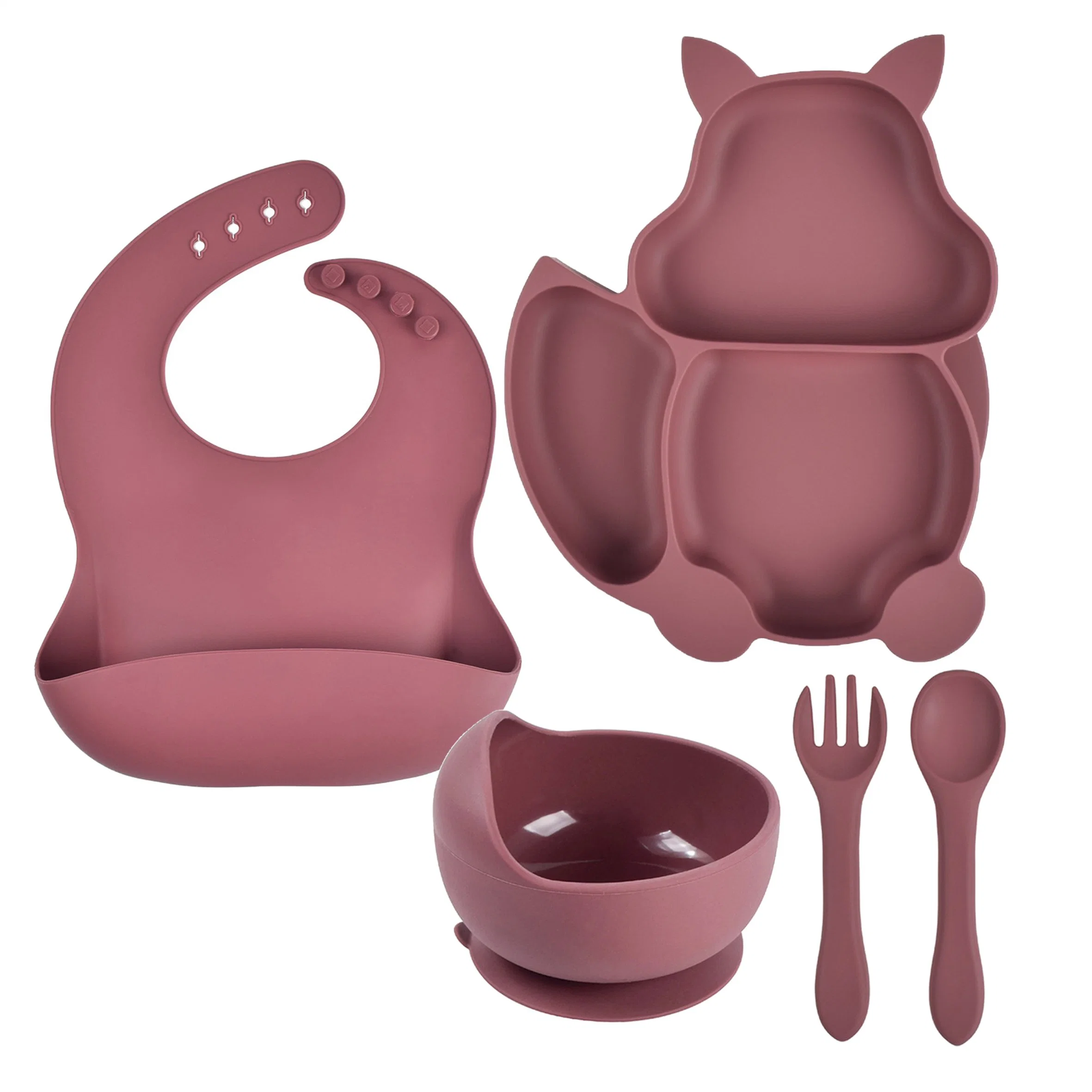 Eco-Friendly Silicone Baby Bowl Colorful Squirrel-Themed Toddler Tableware Set