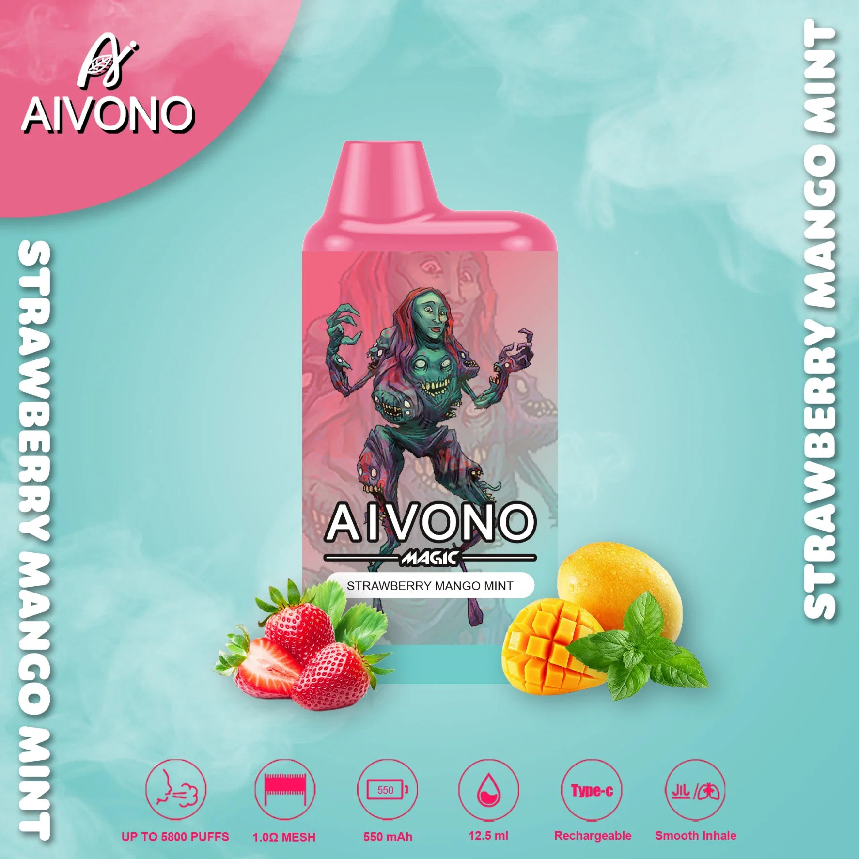 Wonderful Taste Rechargeable Disposable/Chargeable Ecig Aivono Supplier Aim Magic 5800 Puffs Type-C Charge Kubik Mazaj Ene Crystal Vabar Vapengin Tugboat