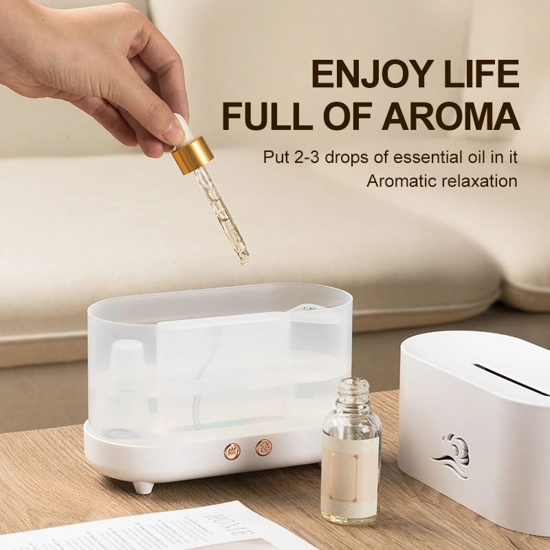 Difusor de aroma de la llama de fuego de lámpara LED 3D Mini humidificador ultrasónico de efecto de llama.