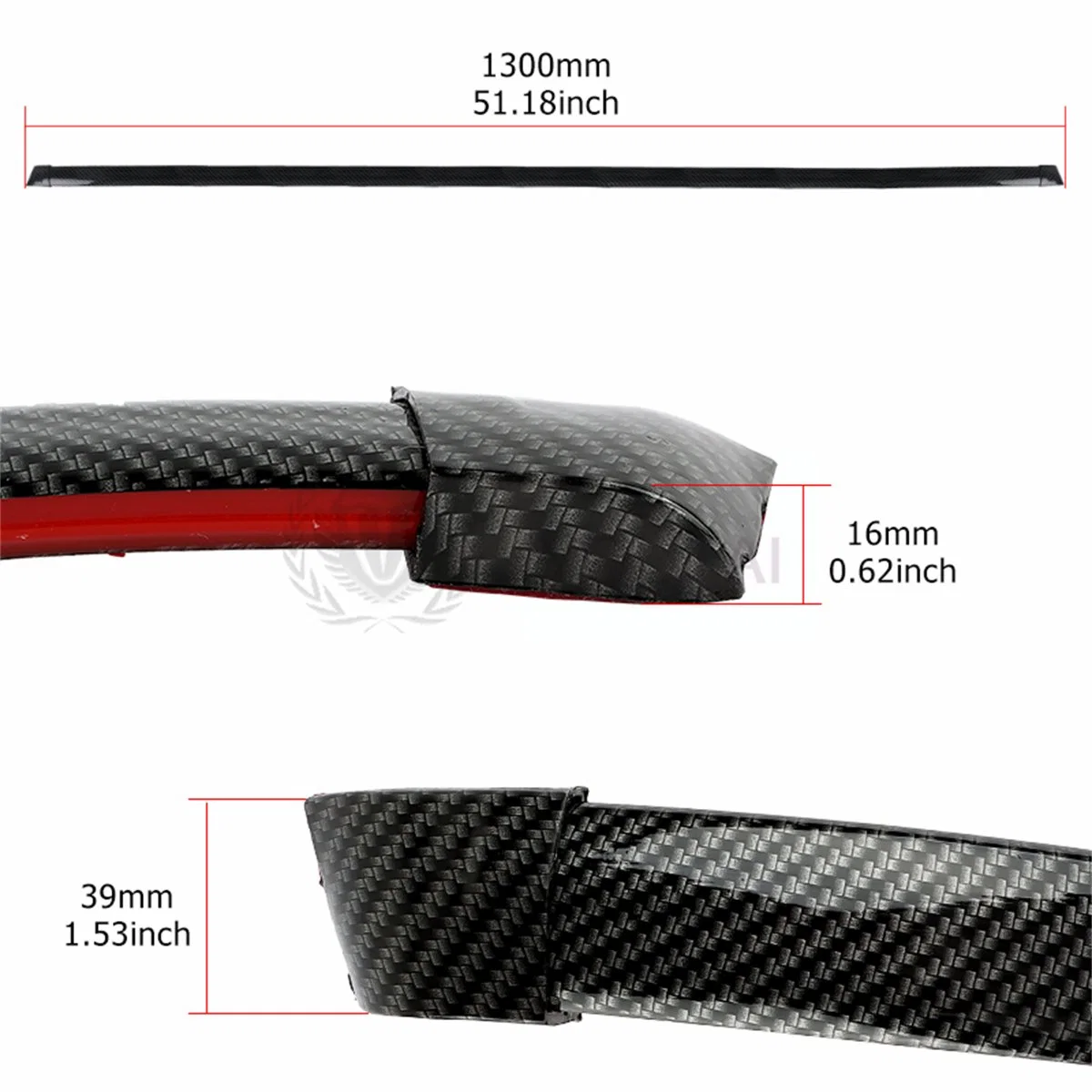 12V 120cm Car LED Decoration Carbon Fiber Pattern Tail Box Light Strip, Brake Tail Light, Streamer Tail Lights Red Color