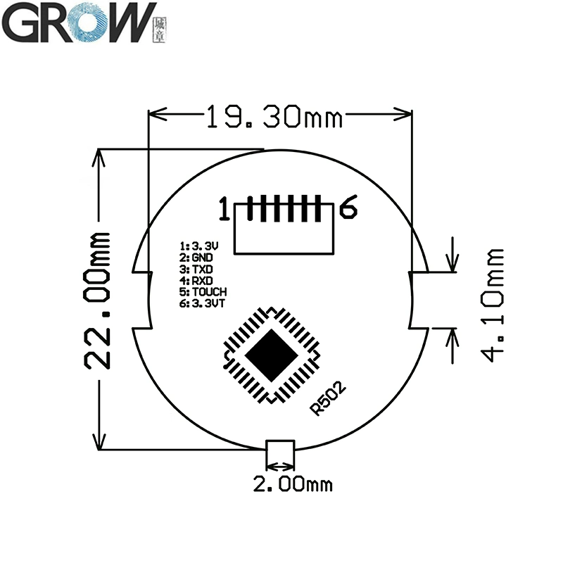 GROW R502-A وحدة بصمة الإصبع RGB الدائرية الصغيرة RGB