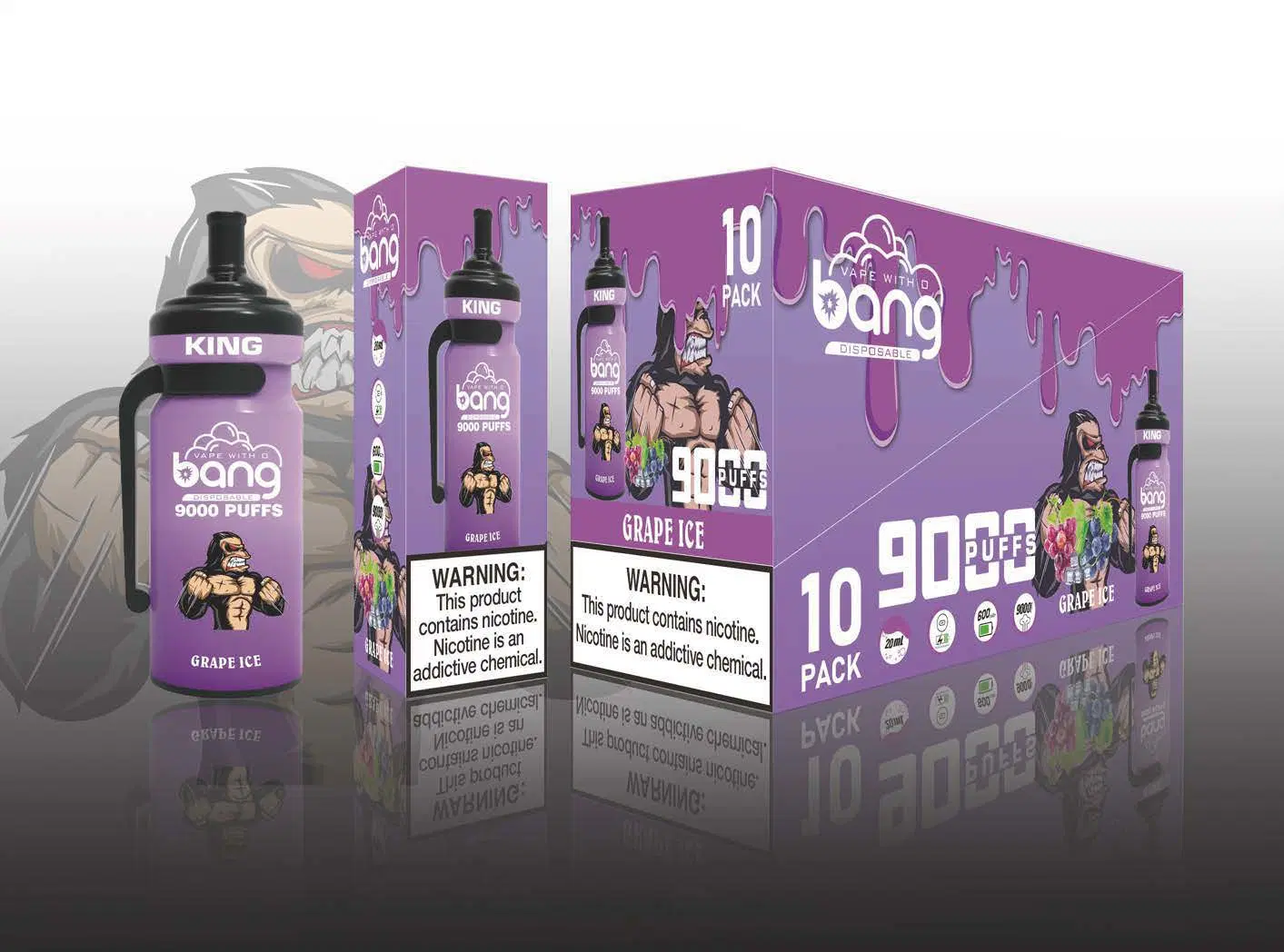 Original Bang King 9000 Puff Bar Einweg-Vape Pen 16 Flavors 20ml E-Saft wiederaufladbare E Zigarette Großhandel i Vape