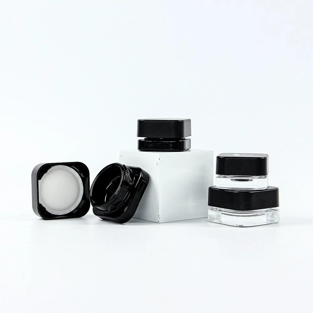 Mini Cosmetic Container 5ml 7ml 9ml Jar Square Cube Glass Jar Food Grade for Extract Concentrate Wax Child Resistand Lid