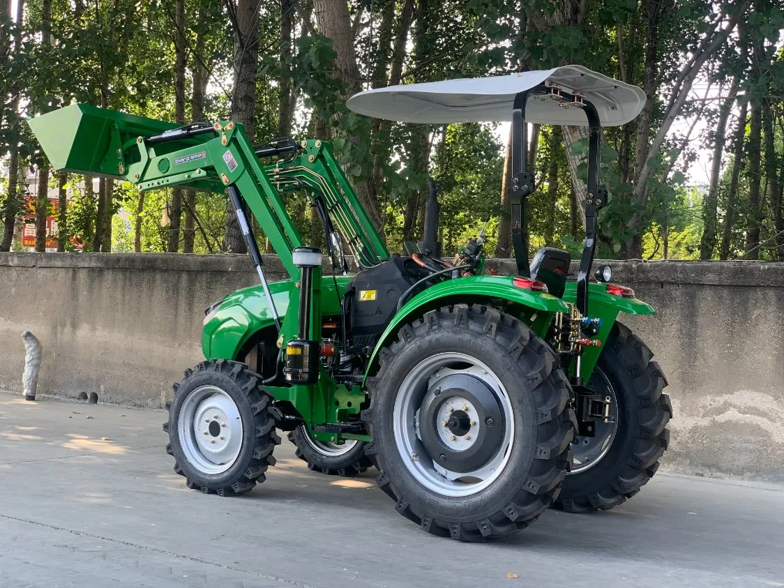 Nuevo diseño de certificación CE de cuatro ruedas 90hp Mini tractor Agrícola Con carga frontal para la venta