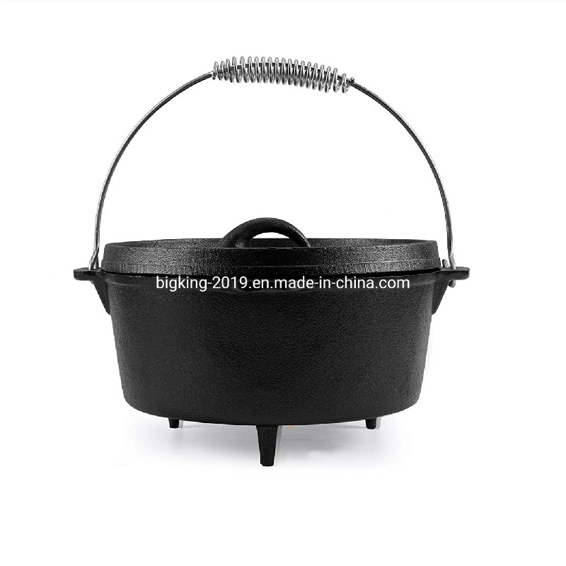 Thickened Cast Iron Pot Outdoor Camping Dutch Sling Pot Barbecue Soup Pot