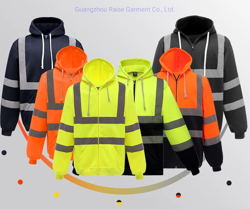 Ropa de seguridad personalizada subir Zip Hoodie Chaqueta reflectante