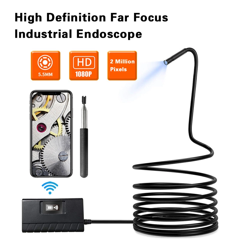 WiFi Endoskop Kamera IP68 Wasserdicht 1080p Inspektionskamera 5,5mm 6 LEDs Borescope Kamera für Android iOS Endoskop für Telefon