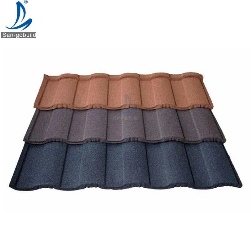 India Stone Chips Coated Metal Roof Panel 50 Years Top Quality Sangobuild Roofing 0.4 mm Clay Roof Tile Profile