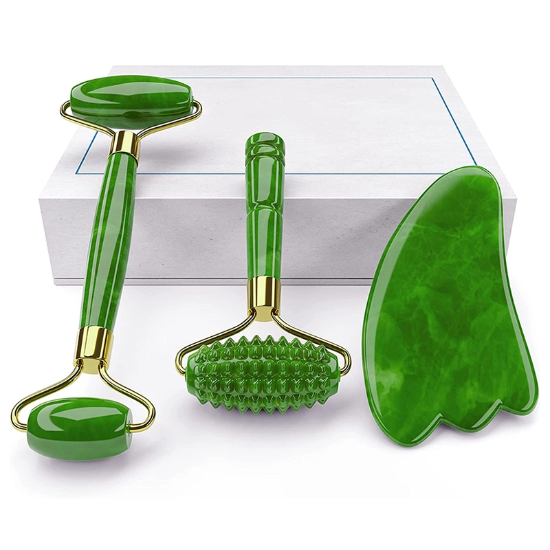 Wholesale Custom Logo Natural Beauty Quartzjade Roller and Gua Sha Set Jade Face Roller