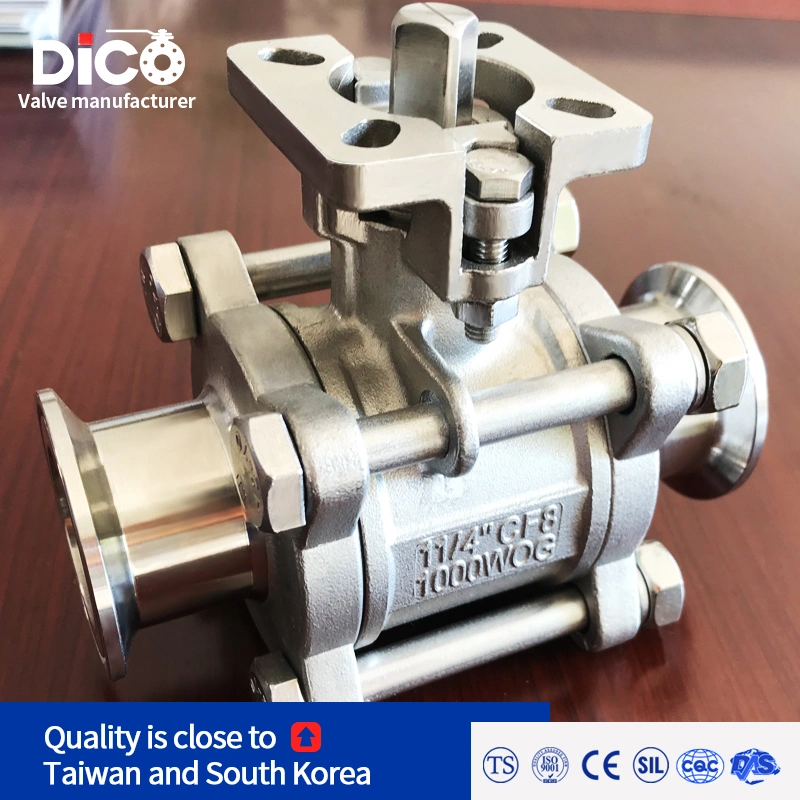 Industrial Equipment &amp; Components Clamp End with ISO5211 Mounted Pad CF8 3PC Ball Valve