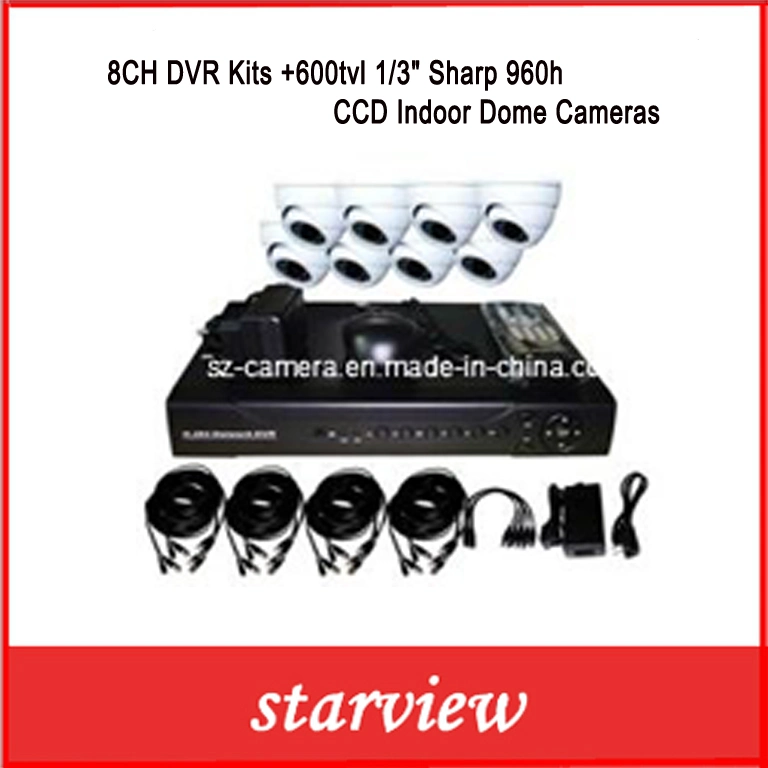 Surveillance 8CH DVR Kits 1/3" Sharp 960h CCD Indoor Security Dome CCTV Cameras