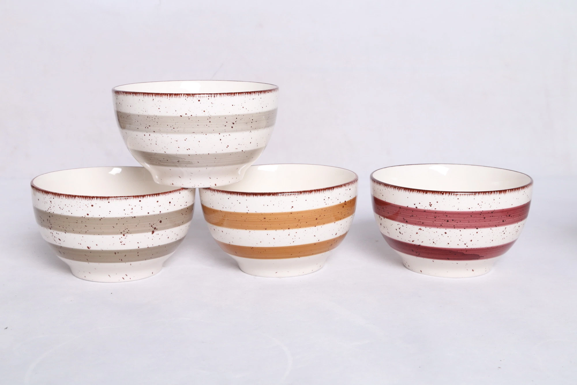 Hand Printing Stripes with Spray Dots Stoneware Dinnerware Sets