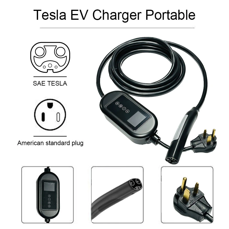 3.5kw 7kw 8.8kw Car Charger Nacs Connectors EV Charger Manufacturers FCC ETL Certificate for Tesla Portable EV Charger