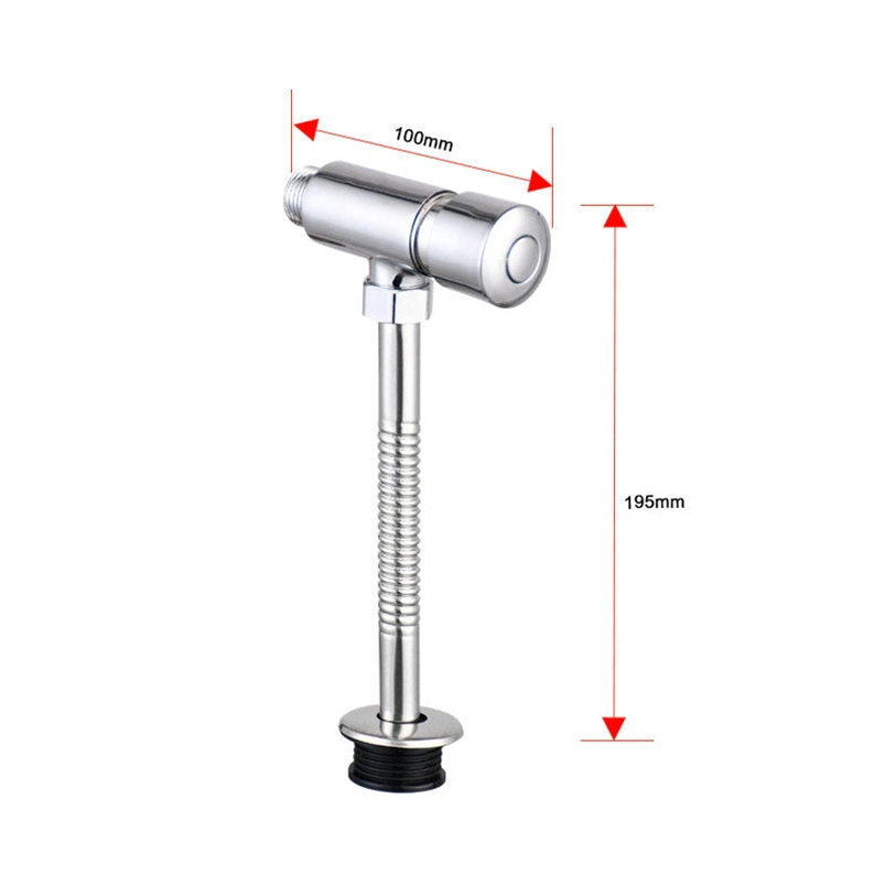 Modern Wall Mounted Chromed Plated Flush Valve: Time Delay Button, Hand Control, Brass Body, Ceramic Cartridge