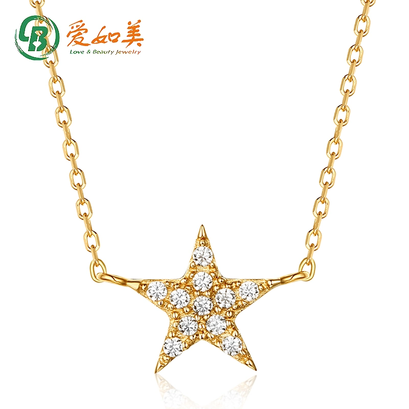 Trendy Women Star Necklace 14K 18K Gold Necklace Inset 5A Zircon