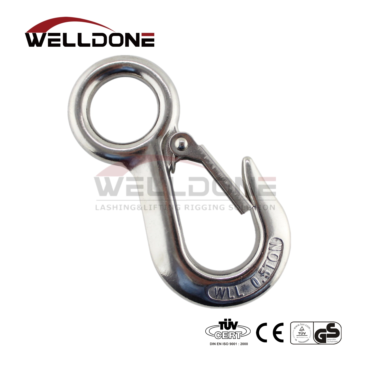 316 304 Stainless Steel Metal Hardware Large Fixed Eye Slip Crane Hook for Lifting